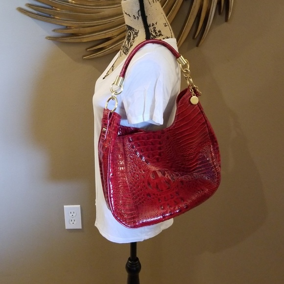 Brahmin shiny red bag with matching wallet - Picture 1 of 8